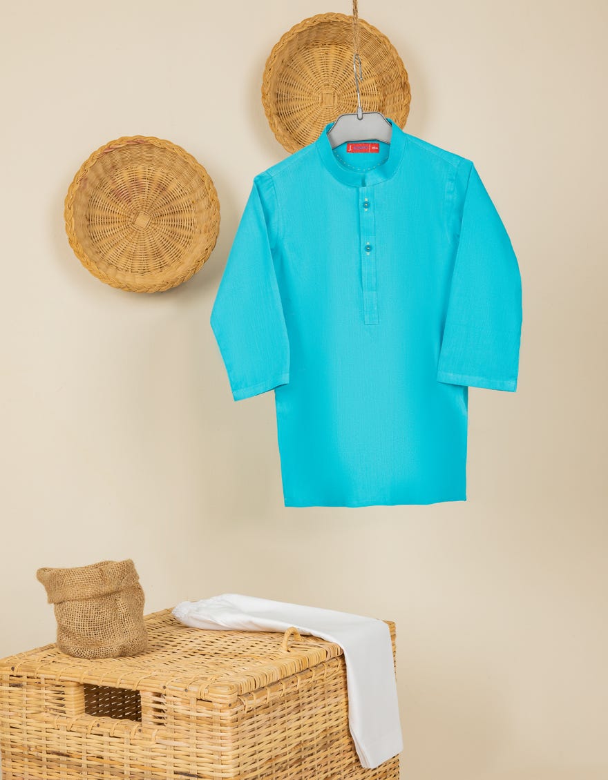 TURQUOISE COTTON KAMEEZ SHALWAR | JJIKS-S-40278