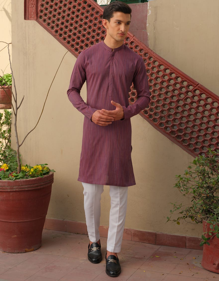 MULTI PLUM COTTON KURTA | JJK-A-40285