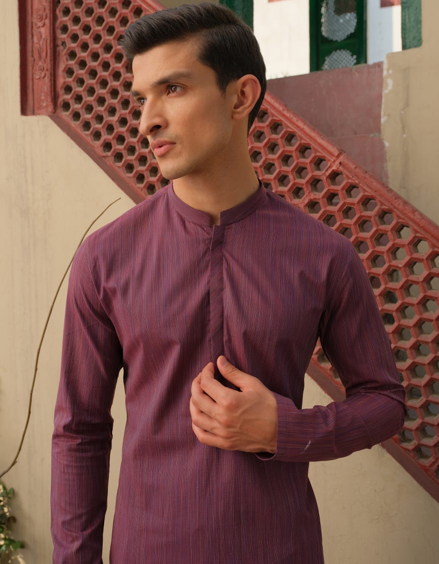 MULTI PLUM COTTON KURTA | JJK-A-40285