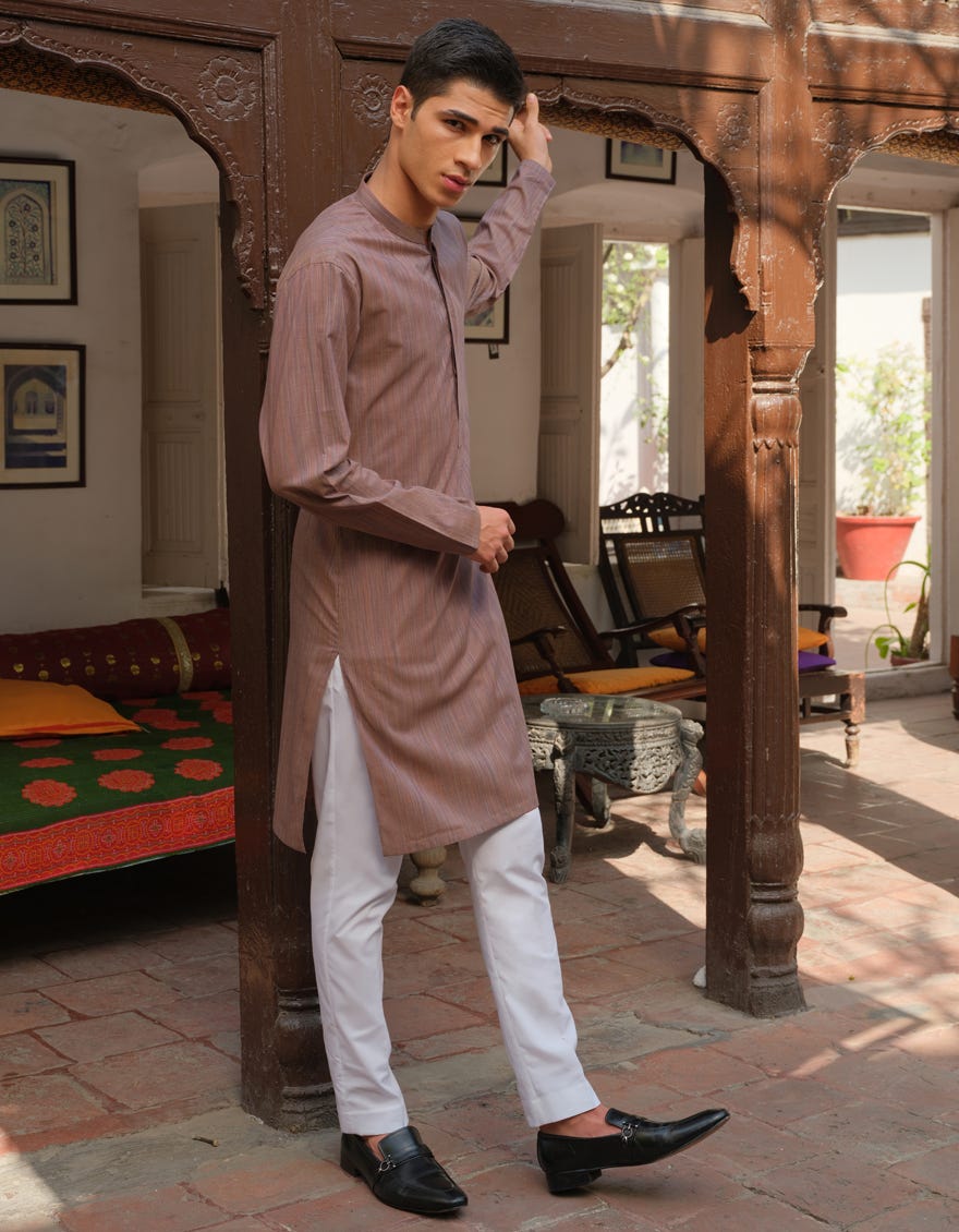 MULTI BEIGE COTTON KURTA | JJK-A-40287