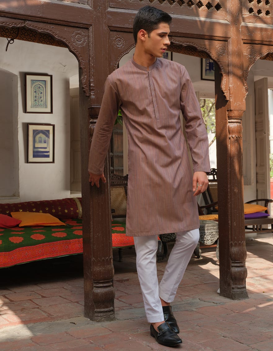 MULTI BEIGE COTTON KURTA | JJK-A-40287