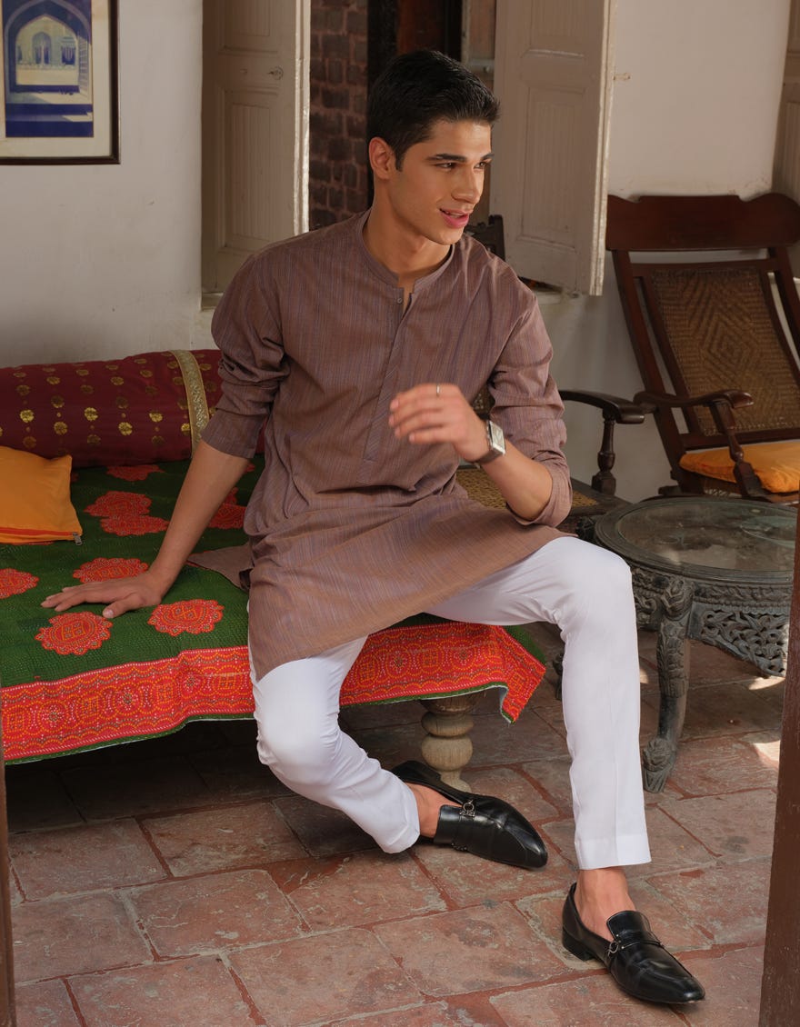 MULTI BEIGE COTTON KURTA | JJK-A-40287