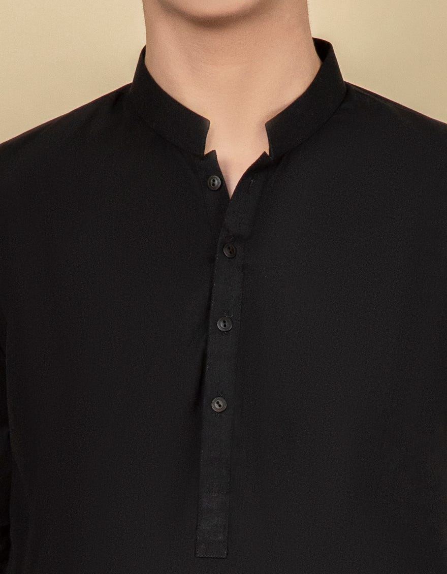 BLACK COTTON KURTA | JCK-A-40288