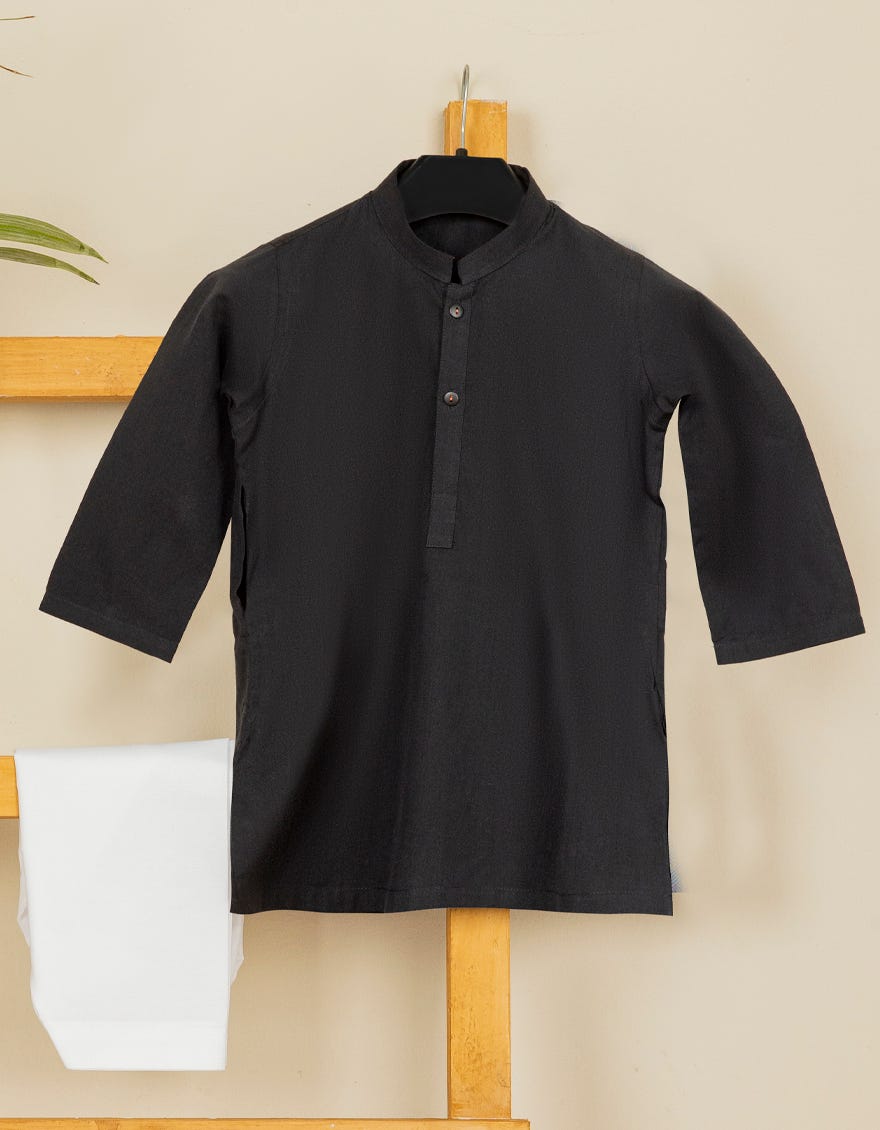 BLACK COTTON KAMEEZ SHALWAR | JJIKS-A-40289