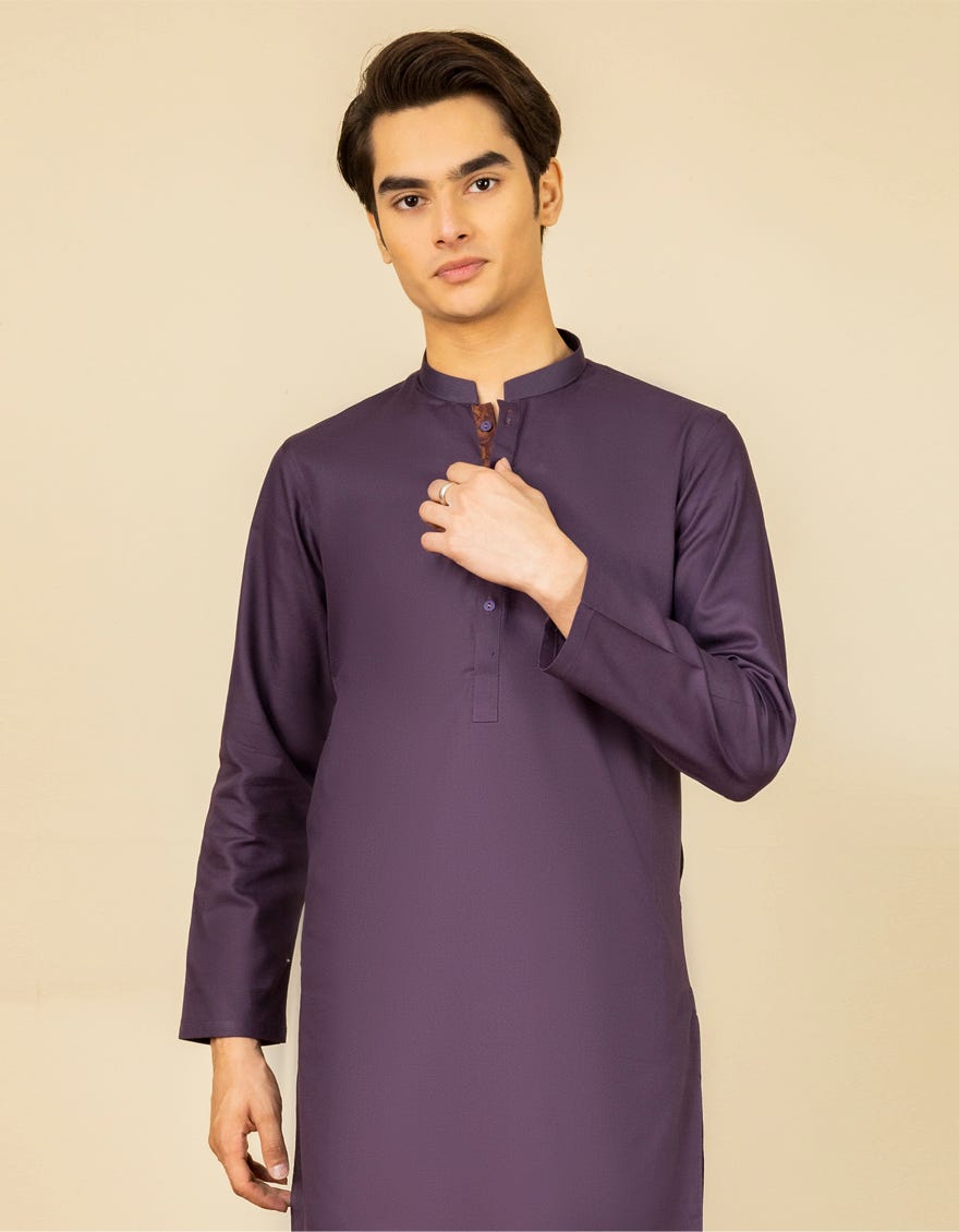 DEEP PURPLE BLENDED KURTA | JTK-A-40291