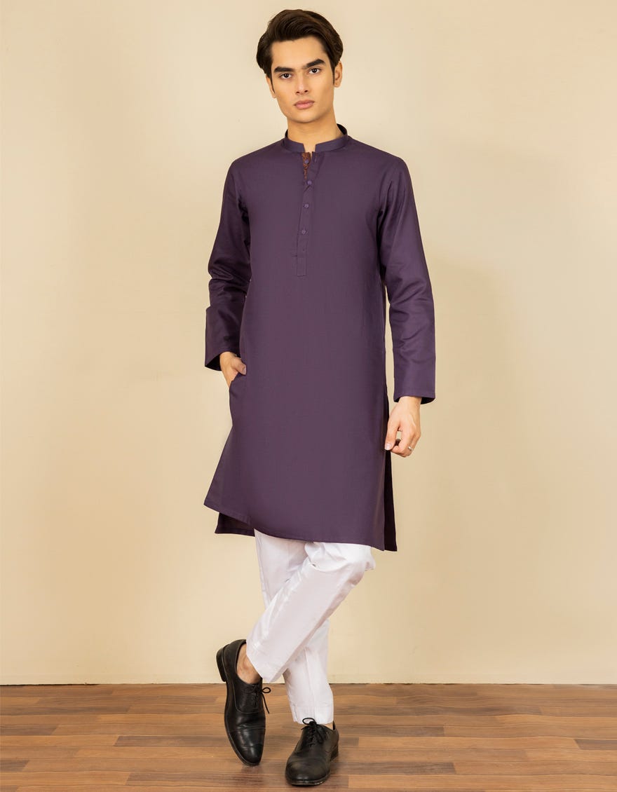 DEEP PURPLE BLENDED KURTA | JTK-A-40291