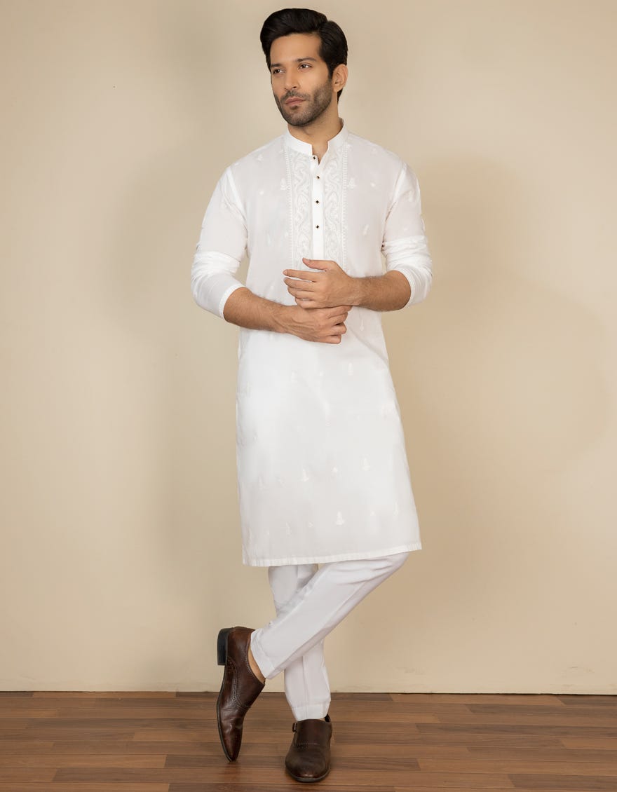 CREAM WHITE COTTON KURTA | JJK-S-40294