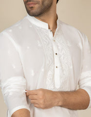 CREAM WHITE COTTON KURTA | JJK-S-40294