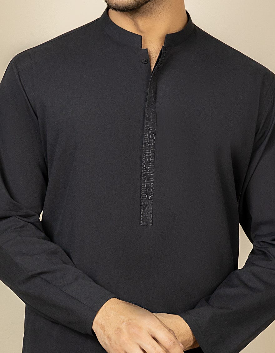 BLACK COTTON KURTA | JJK-S-40295