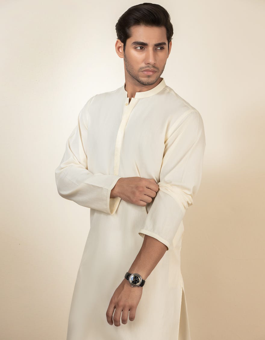 CREAM COTTON KURTA | JJK-S-40296