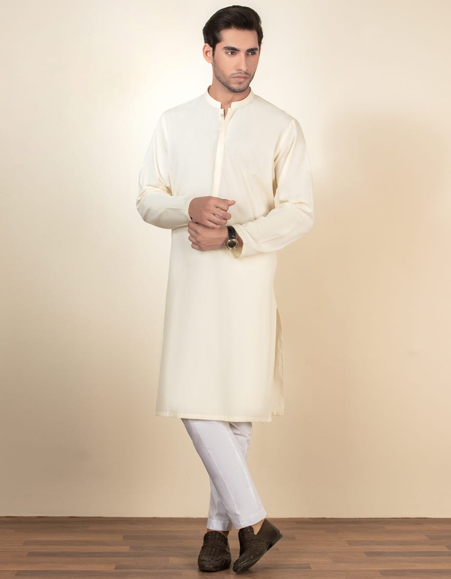 CREAM COTTON KURTA | JJK-S-40296