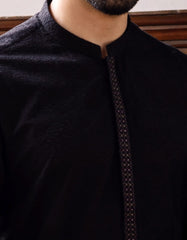 BLACK COTTON KURTA | JJK-A-40297