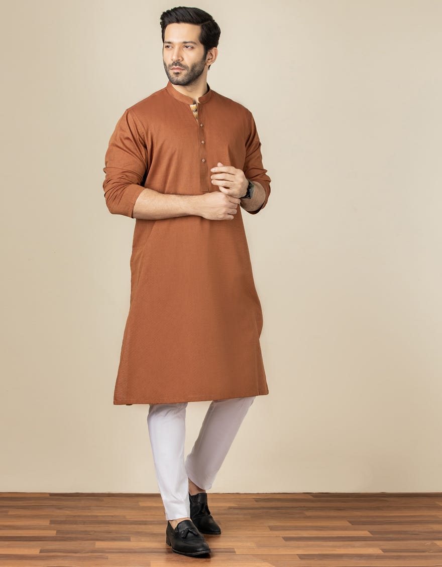 RUST BROWN BLENDED KURTA | JJK-40316