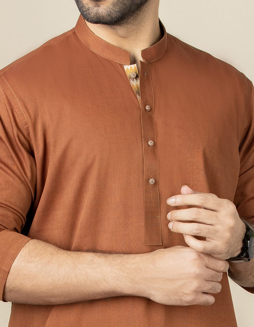 RUST BROWN BLENDED KURTA | JJK-40316