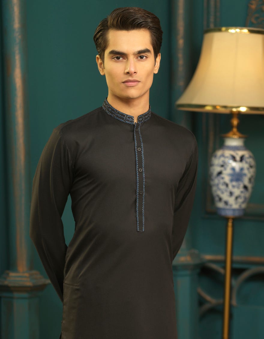 BLACK BLENDED KAMEEZ SHALWAR | JTKS-S-41098
