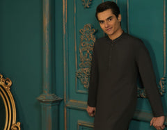 BLACK BLENDED KAMEEZ SHALWAR | JTKS-S-41098