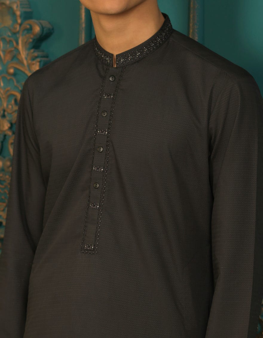 BLACK BLENDED KAMEEZ SHALWAR | JTKS-S-41098
