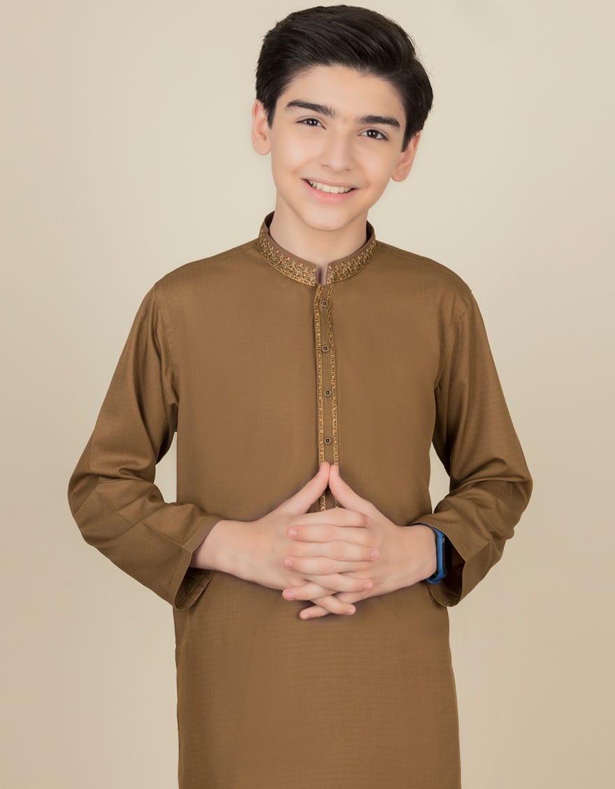 BROWN BLENDED KAMEEZ SHALWAR | JCKS-S-41105