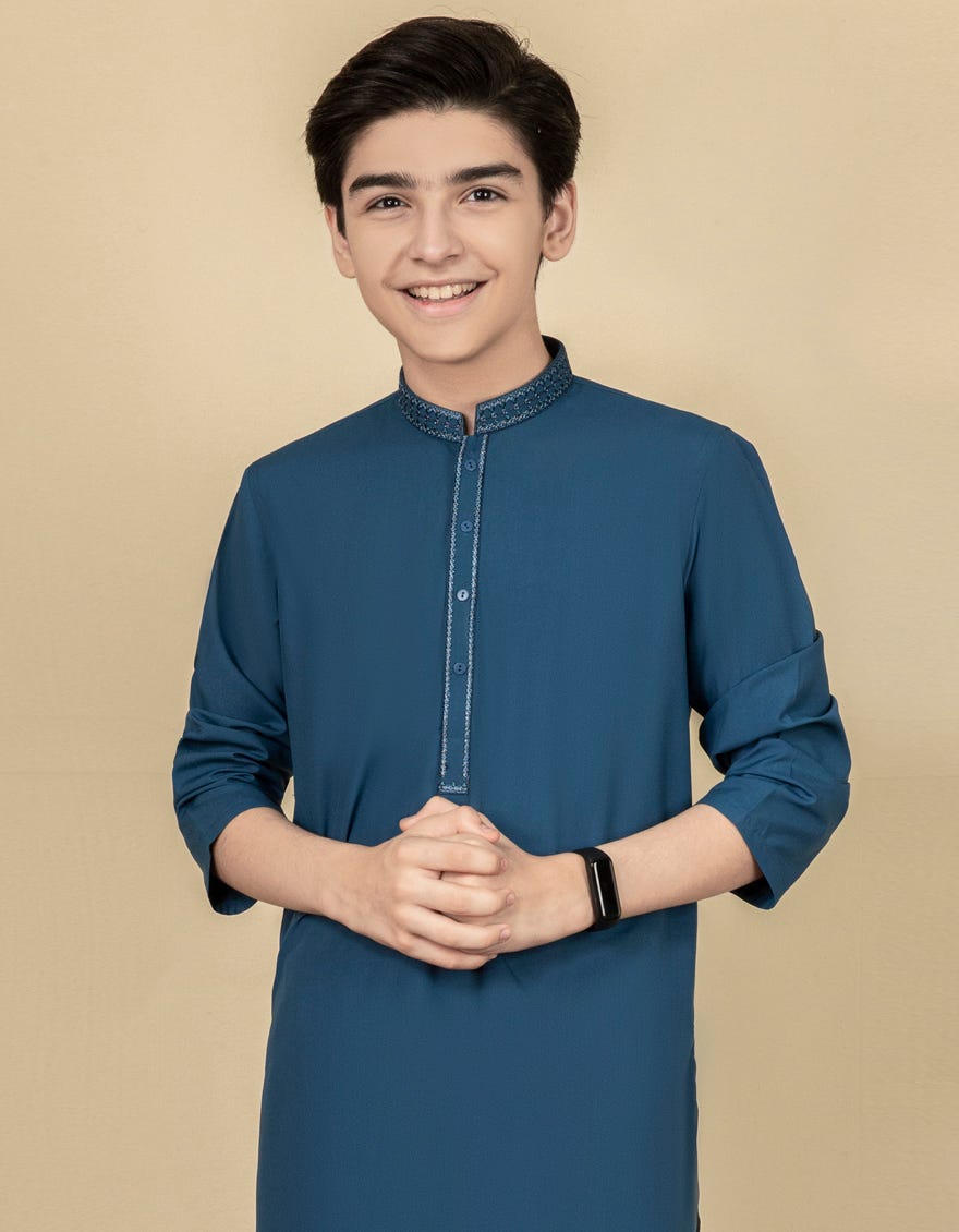 DULL BLUE BLENDED KAMEEZ SHALWAR | JCKS-S-41109