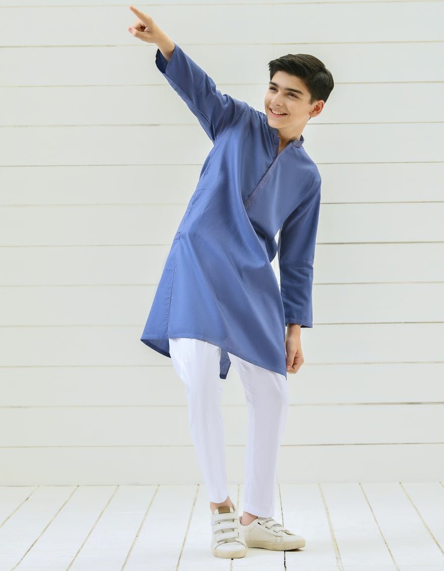 AQUA BLUE COTTON KAMEEZ SHALWAR | JCKS-S-41117
