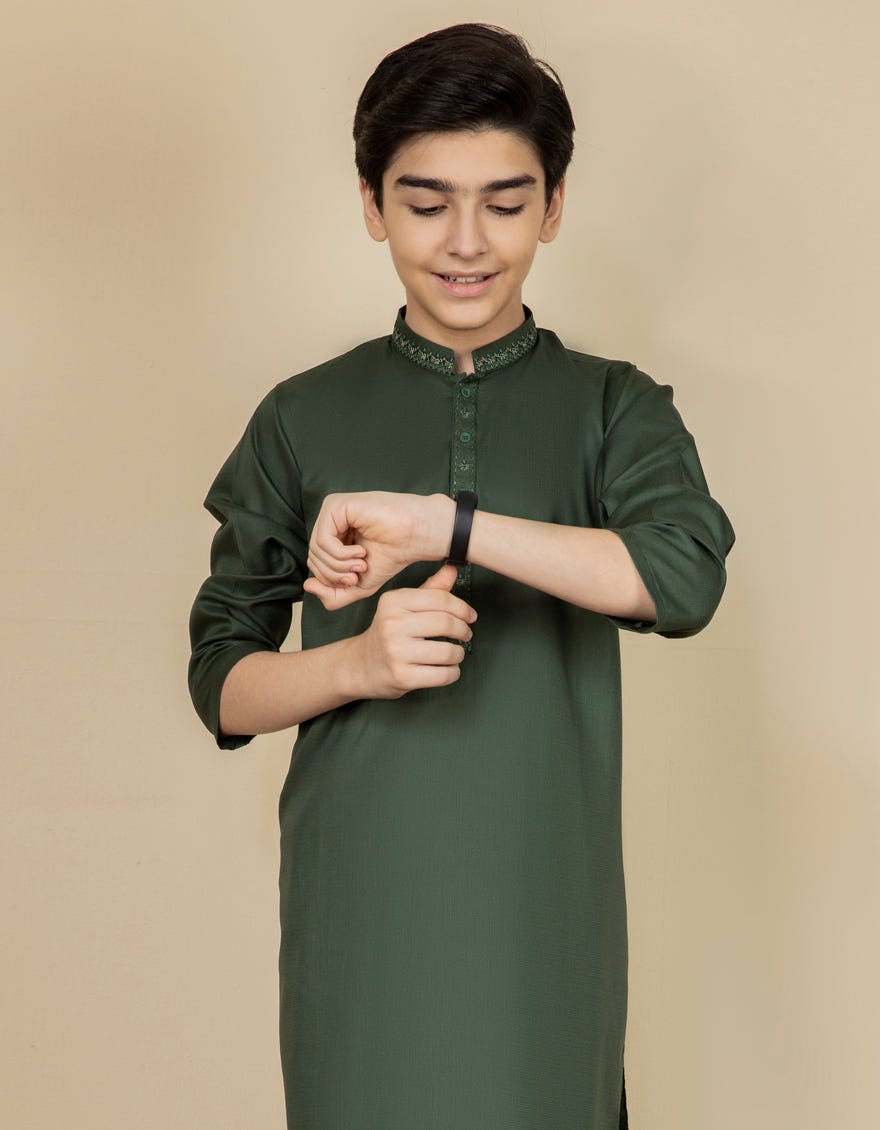 DARK GREEN COTTON KAMEEZ SHALWAR | JCKS-S-41121