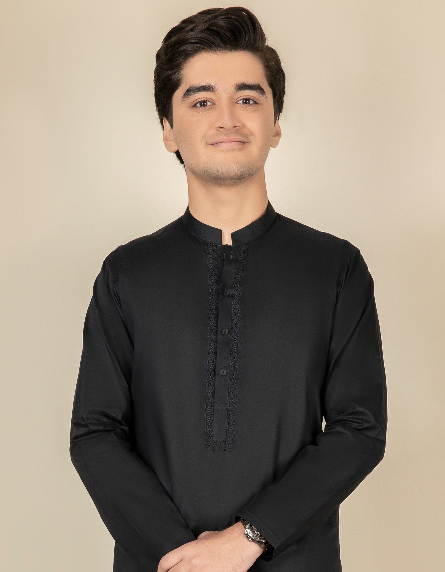 BLACK COTTON KURTA | JTK-S-41134