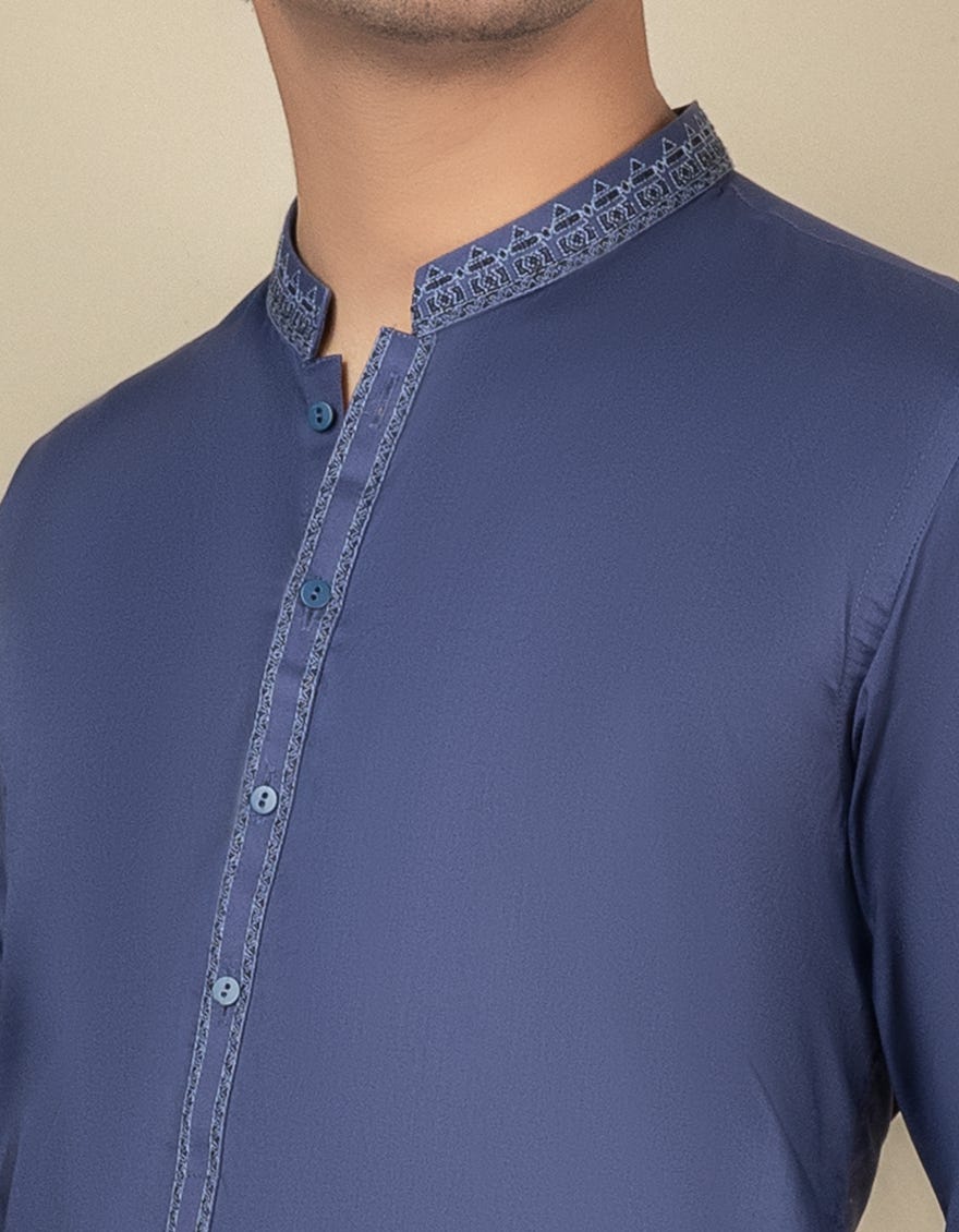 PRUSSIAN BLUE COTTON KURTA | JTK-S-41136