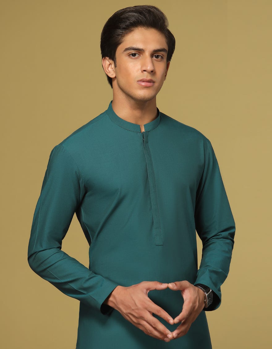 TEAL GREEN CVC KURTA | JTK-S-41153