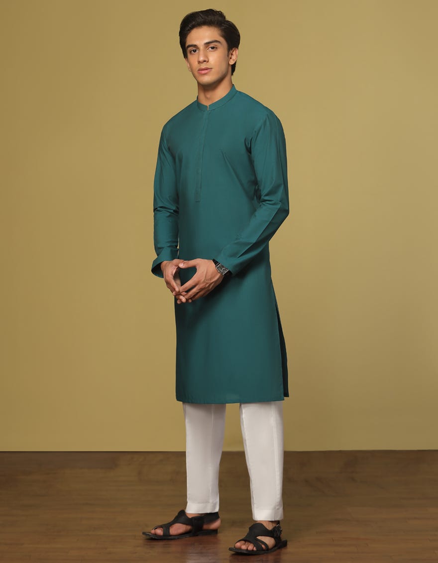 TEAL GREEN CVC KURTA | JTK-S-41153