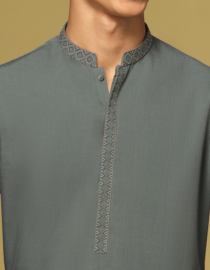 DULL GREEN BLENDED KAMEEZ SHALWAR | JTKS-S-41160