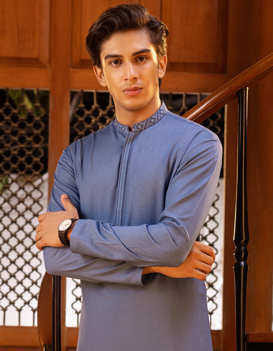 BLUE BLENDED KAMEEZ SHALWAR | JTKS-S-41162