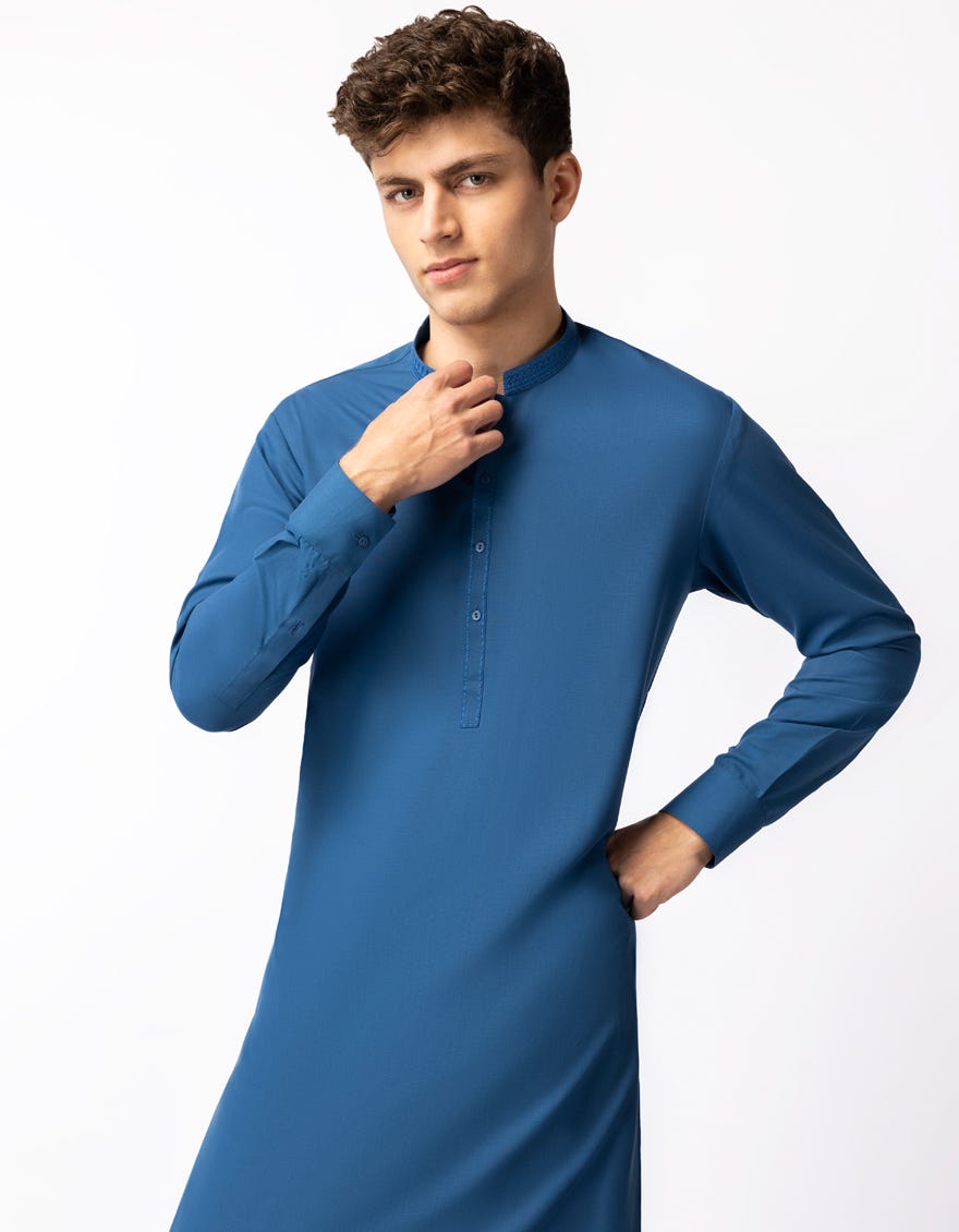 BLUE SEMI-FORMAL KAMEEZ SHALWAR