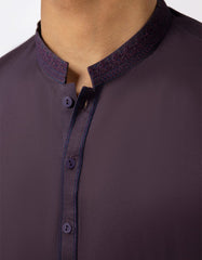 DEEP PURPLE COTTON SEMI-FORMAL KURTA