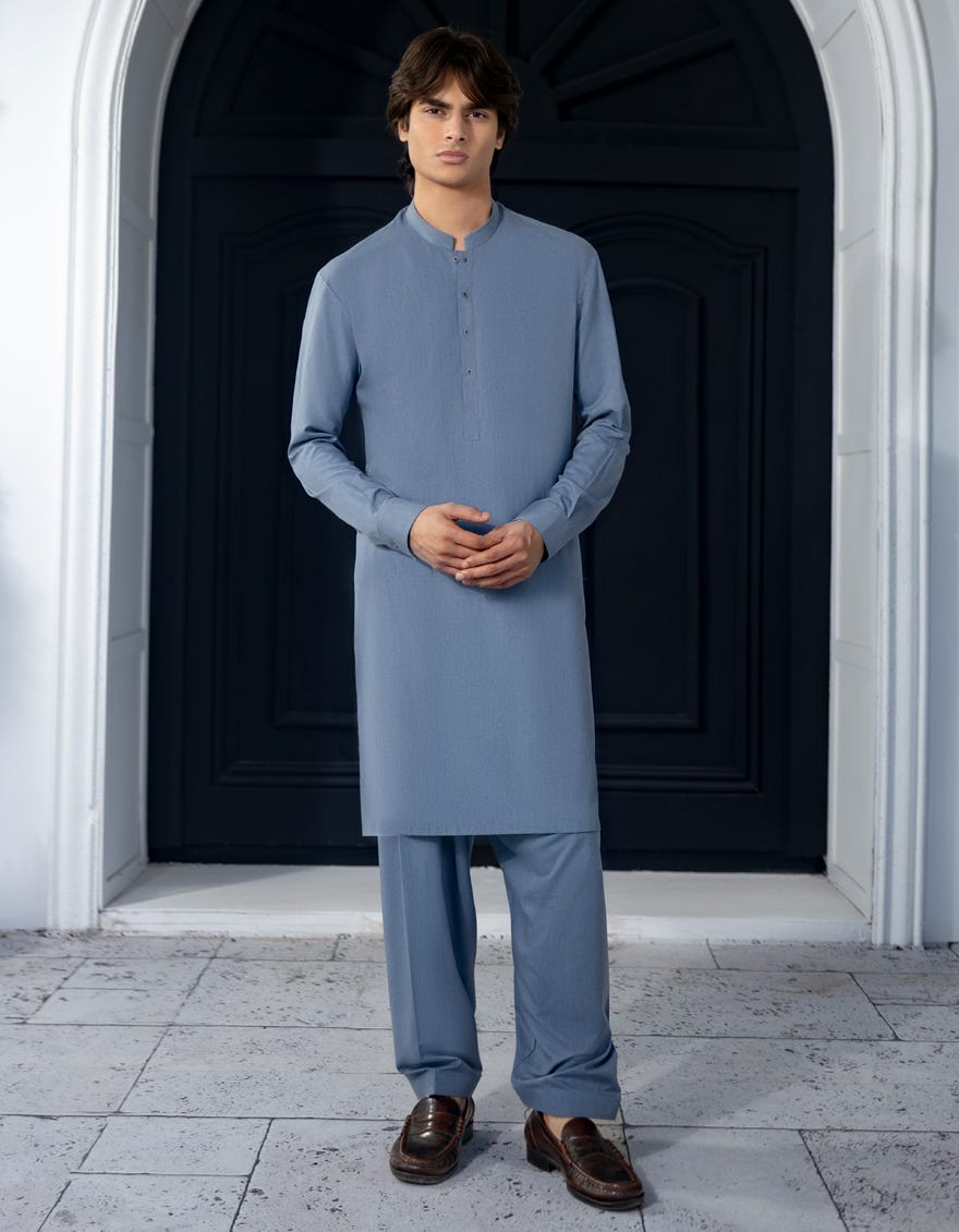 BLUE CASUAL KAMEEZ SHALWAR