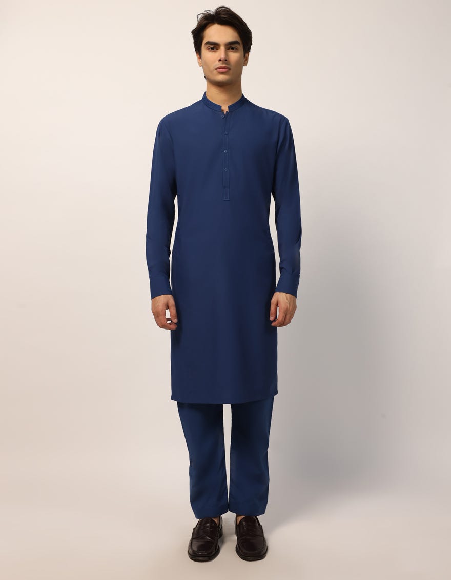 BLUE SEMI-FORMAL KURTA TROUSERS