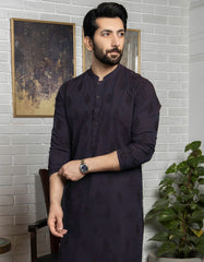 DARK PURPLE COTTON KURTA PAJAMA | JJKP-A-42213