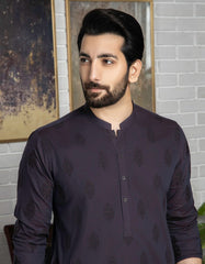 DARK PURPLE COTTON KURTA PAJAMA | JJKP-A-42213