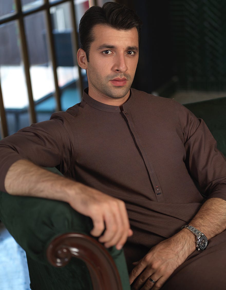 DARK BROWN COTTON KURTA | JJK-A-42283