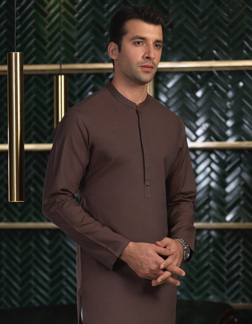 DARK BROWN COTTON KURTA | JJK-A-42283
