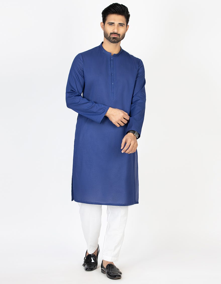 BLUE COTTON KURTA | JJK-S-42310