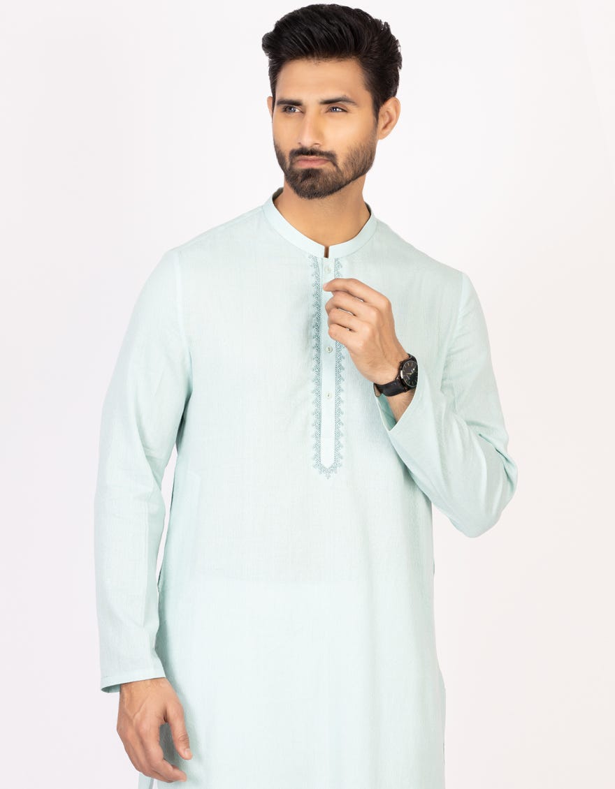 AQUA MINT COTTON KURTA | JJK-A-42312