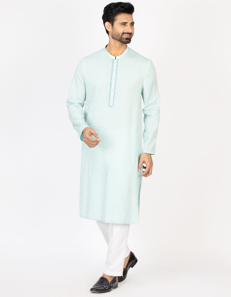 AQUA MINT COTTON KURTA | JJK-A-42312