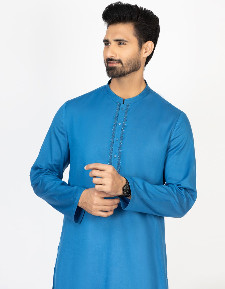BLUE COTTON KURTA | JJK-S-42313
