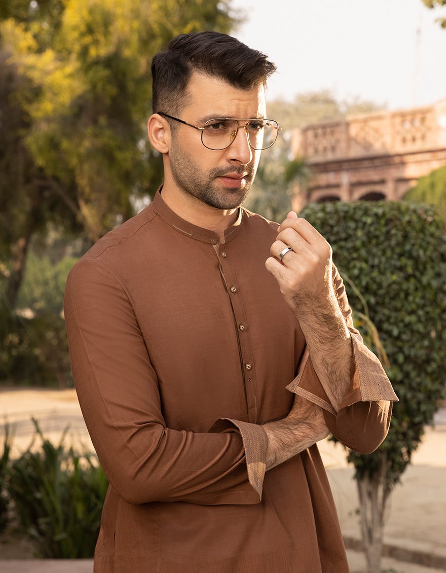 BROWN KAMEEZ SHALWAR | JJKS-A-42335