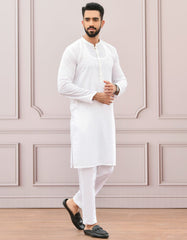 WHITE SCHIFFLI KURTA | JJK-A-42337