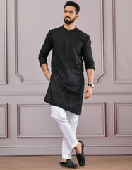 BLACK SCHIFFLI KURTA | JJK-A-42339