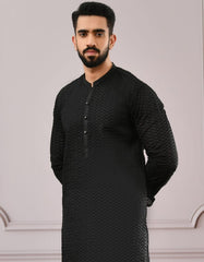 BLACK SCHIFFLI KURTA | JJK-A-42340