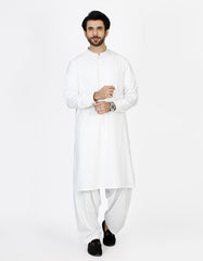 OFF WHITE POLYESTER KAMEEZ SHALWAR | JJKS-S-42344