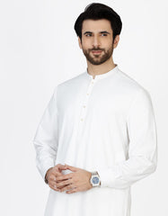 OFF WHITE POLYESTER KAMEEZ SHALWAR | JJKS-S-42344