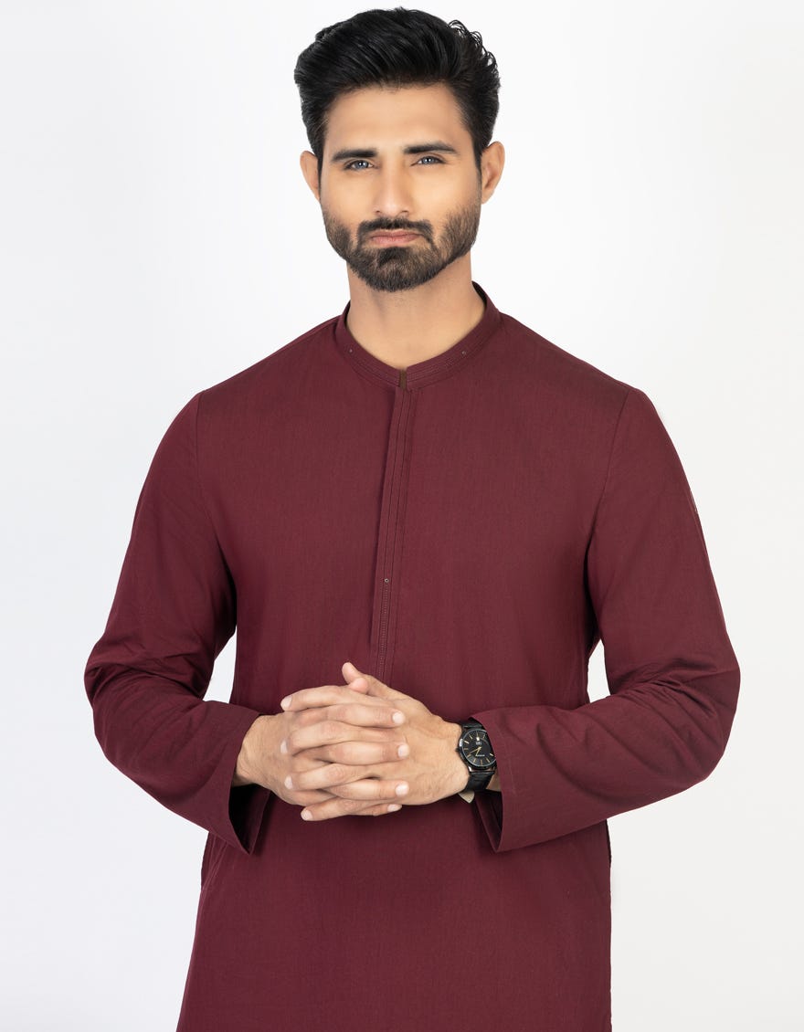 MAROON BLENDED KURTA | JJK-A-42354